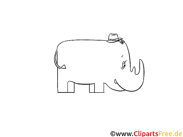 Nashorn einfaches Ausmalbild für kleine Kinder