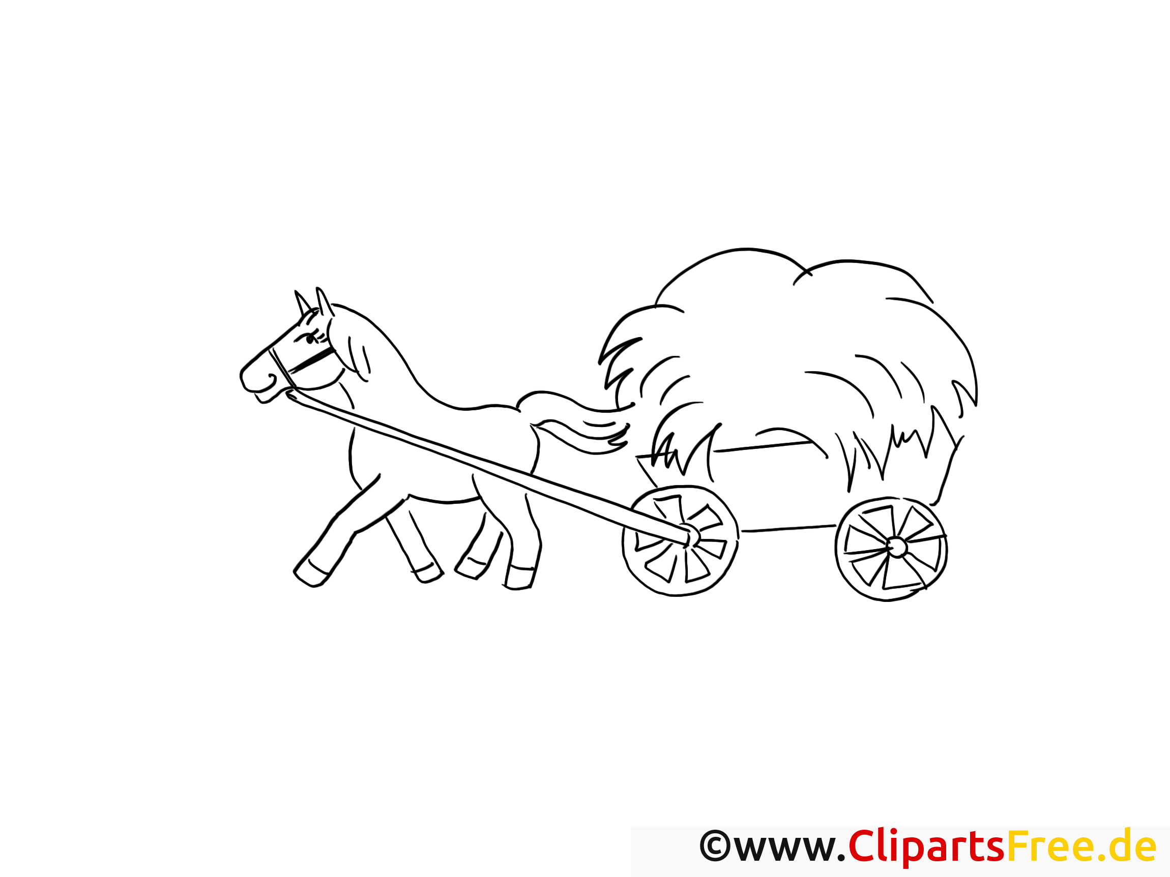 malvorlage pferd mit wagen auf dem bauernhof