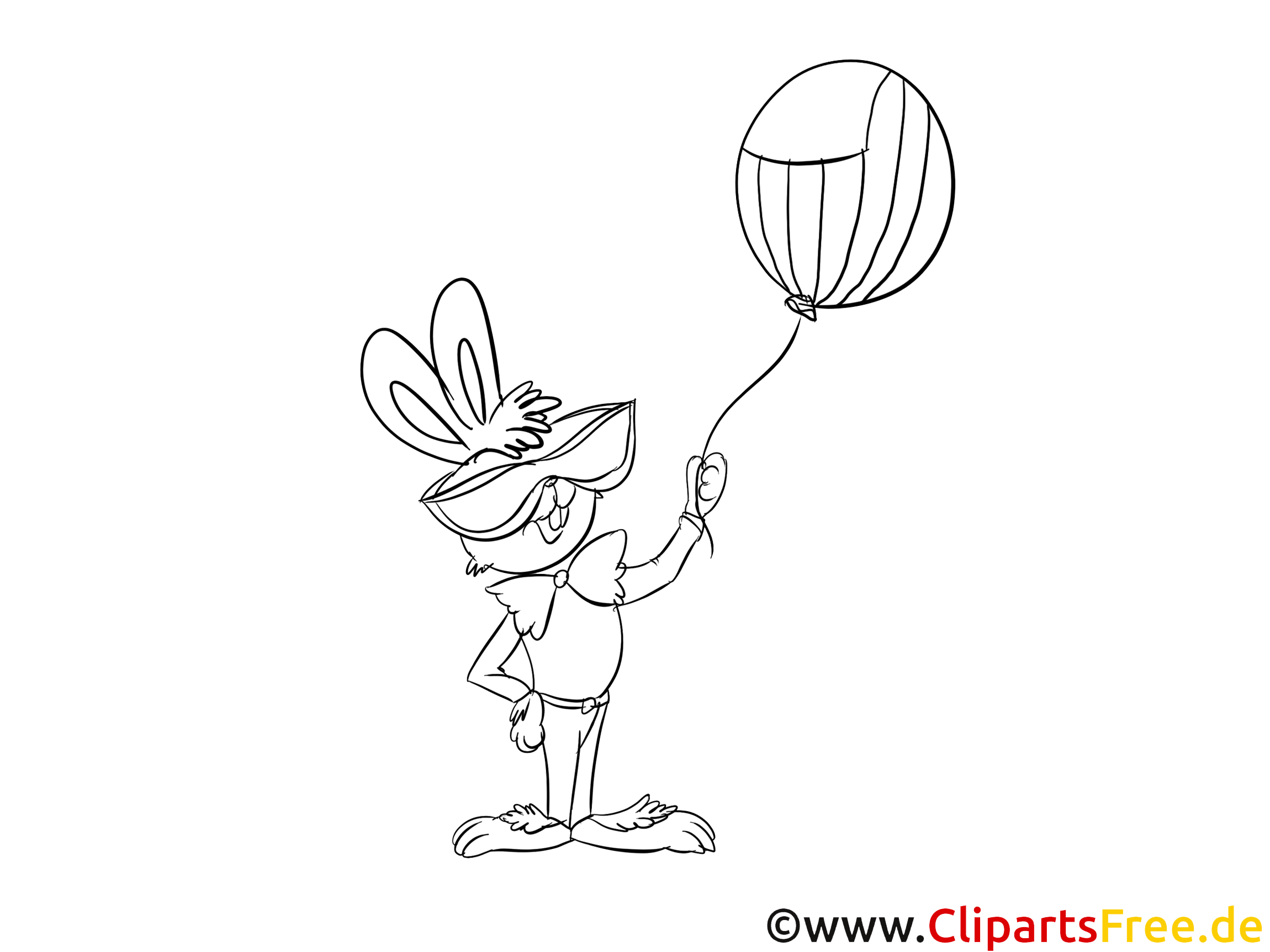 kaninchen mit luftballon bild zum ausmalen