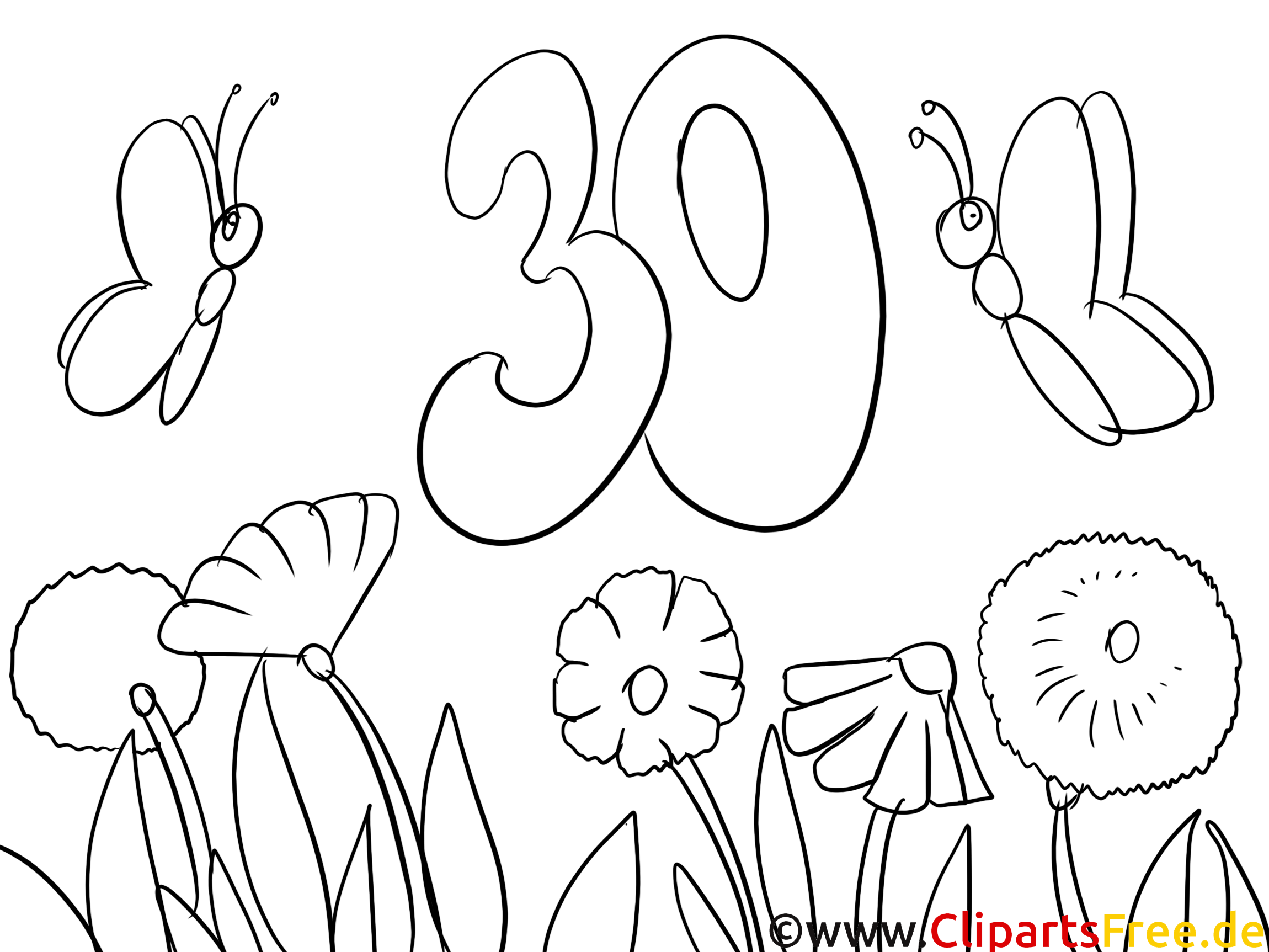 malvorlage zum 30 geburtstag