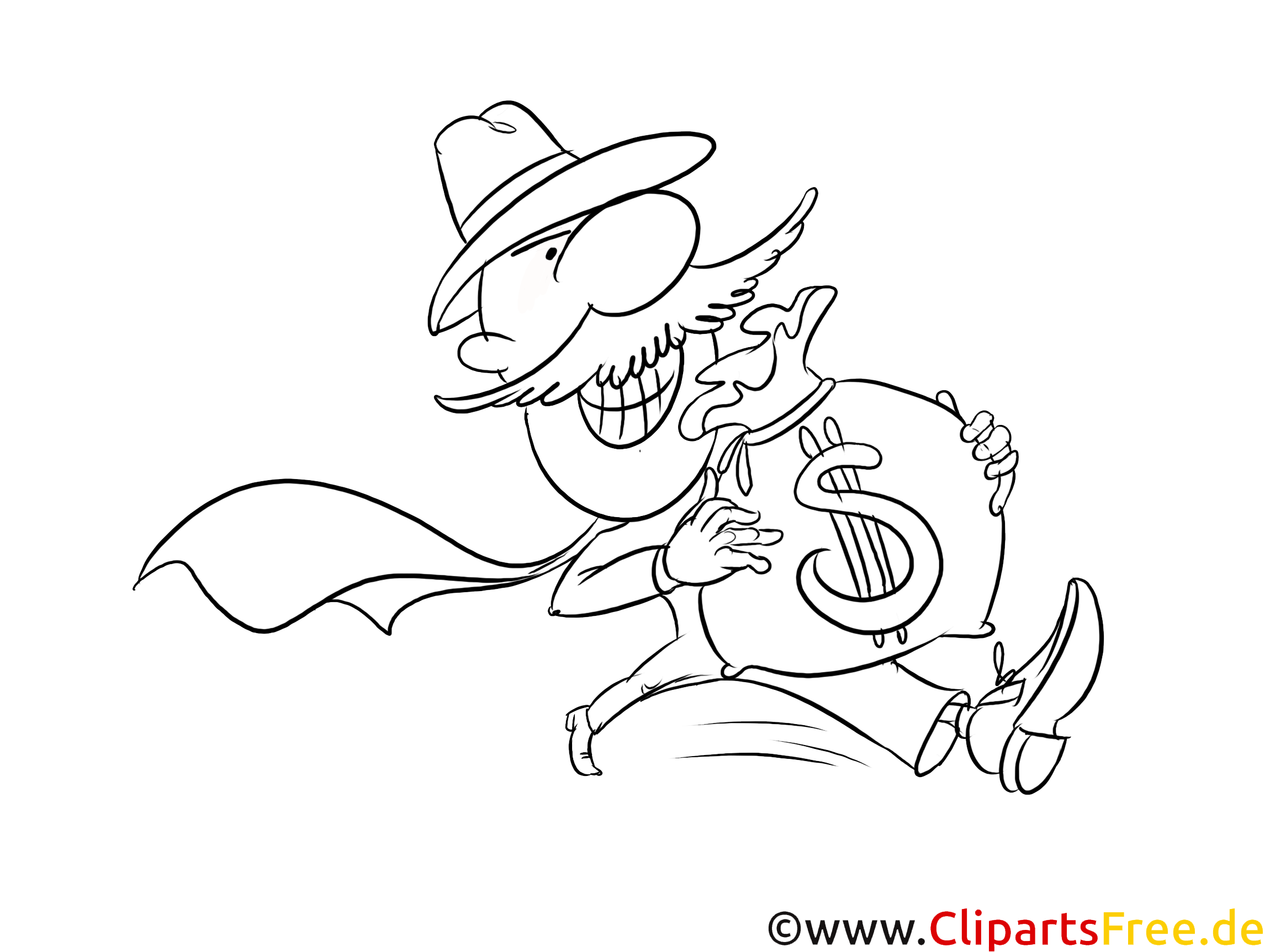 mann mit geldsack bild  illustration schwarzweiß zum