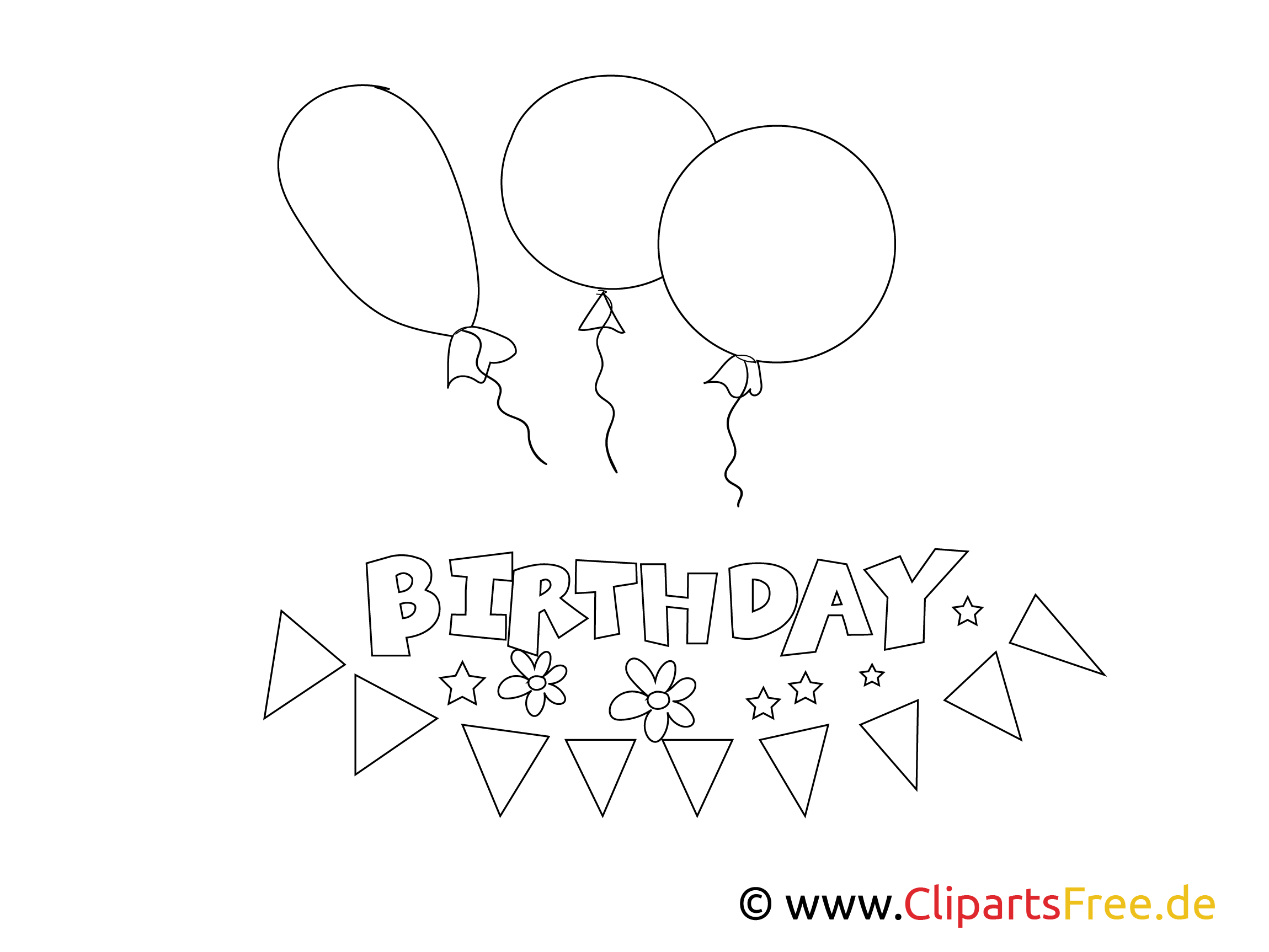 Simple Coloring Template Birthday