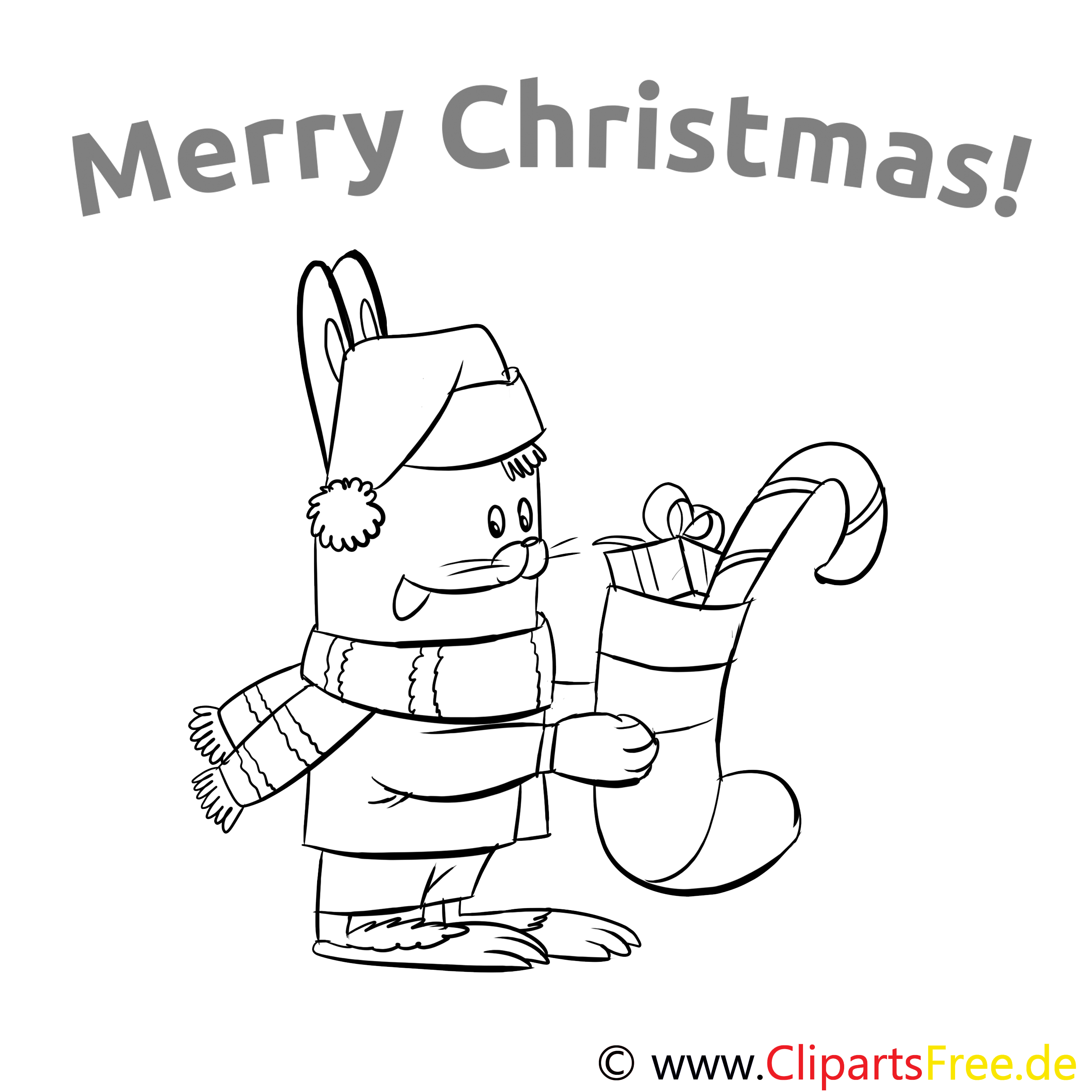 kaninchen weihnachtsstrumpf merry christmas colourings