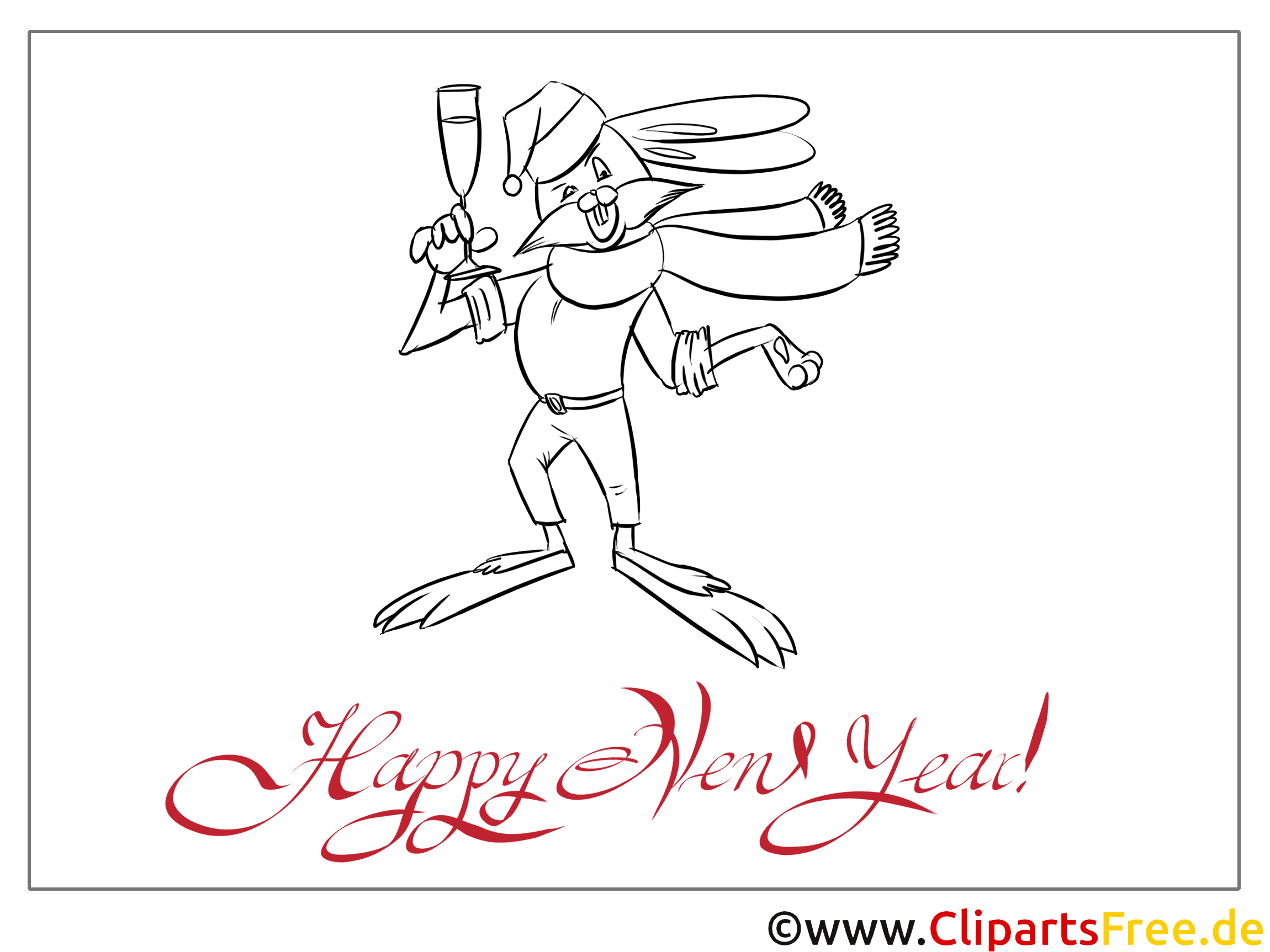 kaninchen champagner neujahr bilder zum malen