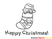 Desenho de bebê em meias de Natal para colorir de graça