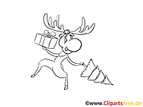 Moose with gift Free printable coloring pages