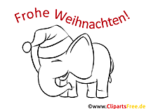 Elephant Merry Christmas Free Window Color Pictures and Window Pictures