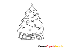 Páginas para colorir para imprimir e imprimir de presente de árvore de Natal