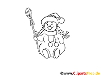 Happy Snowman Free coloring pages for kids