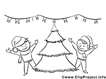 Kids Christmas party coloring page for free