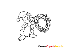 Desenhos de coelho de grinalda para colorir Natal e Advento