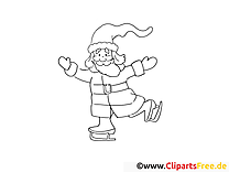 بابا نوئل روی اسکیت روی یخ صفحات رنگ آمیزی رایگان برای بچه ها