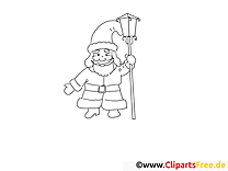 Free printable coloring pages for kids with Santa Claus and Lantern