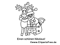Бесплатные раскраски с оленями Санта-Клауса для детей.