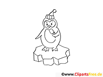 Pinguin auf dem Eis Ausmalbilder gratis für Kinder