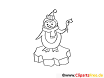 Penguin with flag Free coloring pages for kids