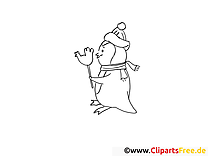 Penguin with Lollipop Gratis målarbok för barn