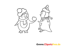 Penguins Snow Free printable coloring pages