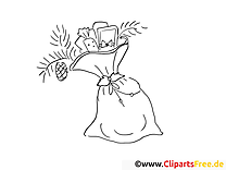 Free printable sack with gifts coloring pages for kids