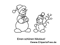 Free printable snowman with child coloring pages for kids