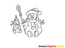 Schneemann mit Pinguin Ausmalbilder gratis für Kinder