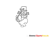 Snowman with a drum Free coloring pages for kids