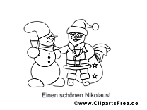 Coloriage bonhomme de neige Santa Claus Noël et l'Avent