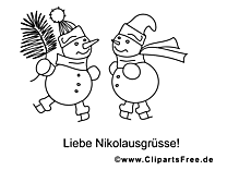 Schneemann Winter Ausmalbilder für Kinder kostenlos ausdrucken