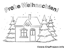 Christmas landscape picture for coloring
