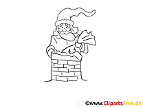Père Noël dans la cheminée Coloriages gratuits pour les enfants