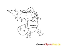 Santa Claus with Christmas tree coloring page