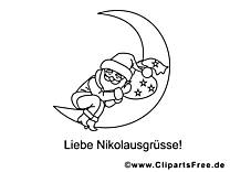 بابا نوئل خوابیده روی ماه صفحات رنگ آمیزی رایگان