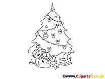 Santa Claus sleeping under Christmas tree Free printable coloring pages for kids