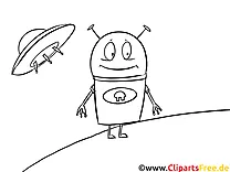 Cartoon Alien Bild zum Ausmalen