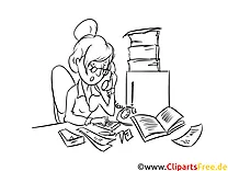 Malbild Sekretärin am Schreibtisch, Arbeitsplatz
