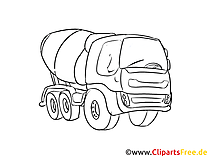 Cement mixer picture black and white for painting