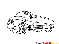 تصویر کامیون شیر سیاه و سفید، الگو به رنگ