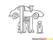 Car on the lift Coloring page for free