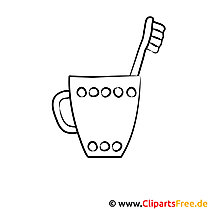 Toothbrush in cup coloring page