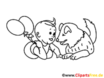 Baby und Haustier Hund