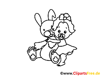Free coloring page girls and toys