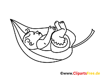 Free coloring page Baby on the tree leaf