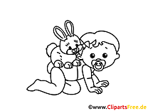 Baby playing Free coloring page