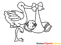 Stork with child free coloring page
