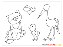 Countryside animals coloring pages easy