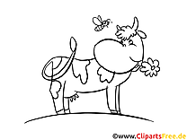 Coloriage de vache de dessin animé gratuit