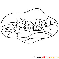 Village picture for coloring, coloring page