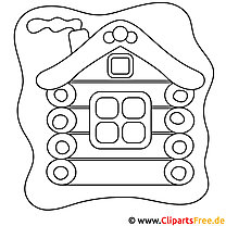 Wooden house picture for coloring, coloring page