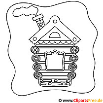 Wooden hut picture for coloring, coloring page