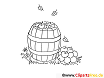 Free coloring page farm water butt and apples